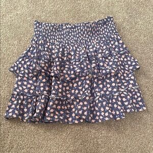 Floral Ruffle Skirt - Blue and Pink